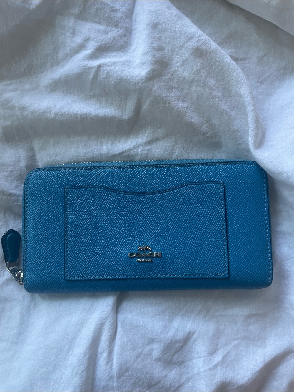 Coach Turquoise Leather Zip Around Wallet